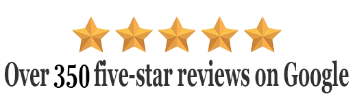 Over 350 five-star reviews on Google